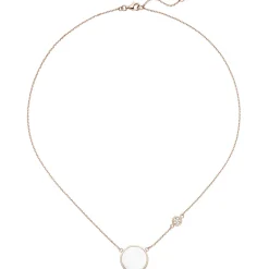 Collier Halskette Perlmutt-Einlagen rund 6 Zirkonia 925 Silber rotvergoldet 45cm