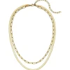 Collier Halskette 2-reihig aus Edelstahl goldfarben Länge variabel 42-51,5cm