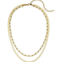 Collier Halskette 2-reihig aus Edelstahl goldfarben Länge variabel 42-51,5cm