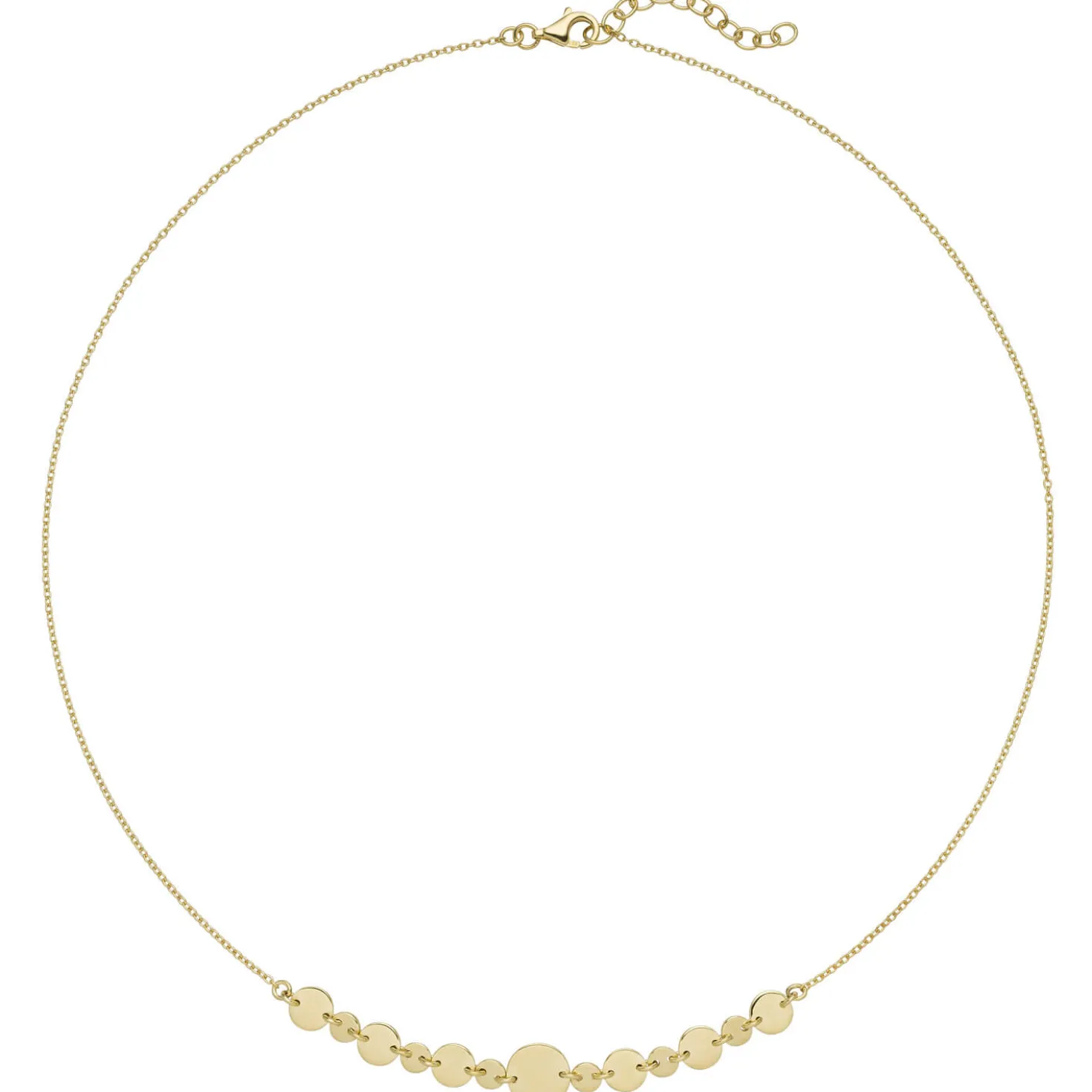Collier Halskette Rundankerkette mit Plättchen 925 Silber vergoldet glänzend 42-45cm