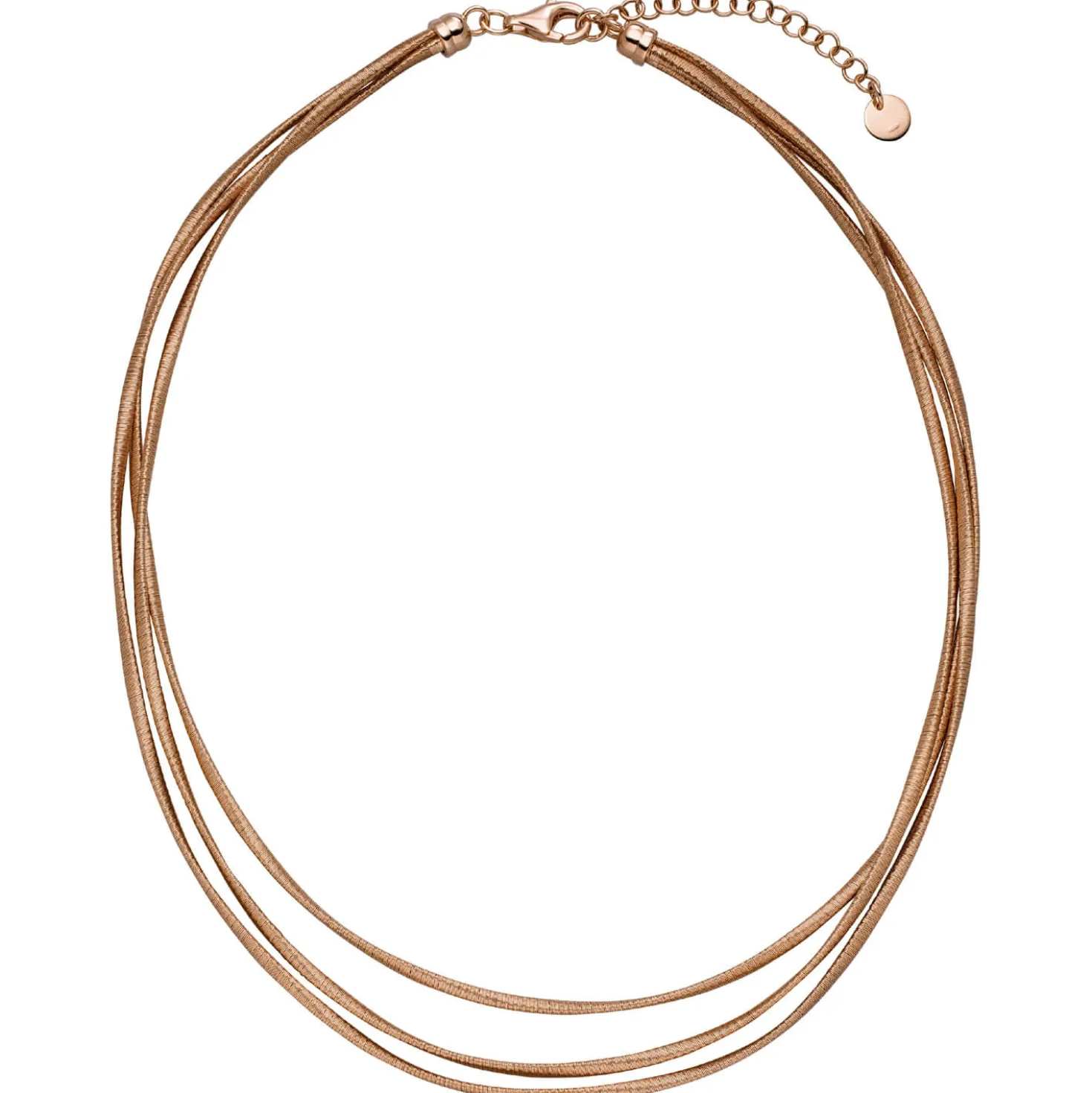 Collier Halskette 925 Silber rotvergoldet mattiert 3-reihig 42-47cm Silberkette