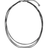 Collier Halskette 925 Silber schwarz rutheniert mattiert 3-reihig 42-47cm