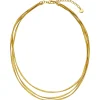 Collier Halskette 925 Silber vergoldet mattiert 3-reihig 42-47cm Silberkette