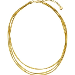 Collier Halskette 925 Silber vergoldet mattiert 3-reihig 42-47cm Silberkette
