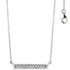 Collier Halskette, Stab Stäbchen mit 35 weißen Zirkonia 925 Silber 45cm Damen