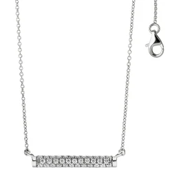 Collier Halskette, Stab Stäbchen mit 35 weißen Zirkonia 925 Silber 45cm Damen