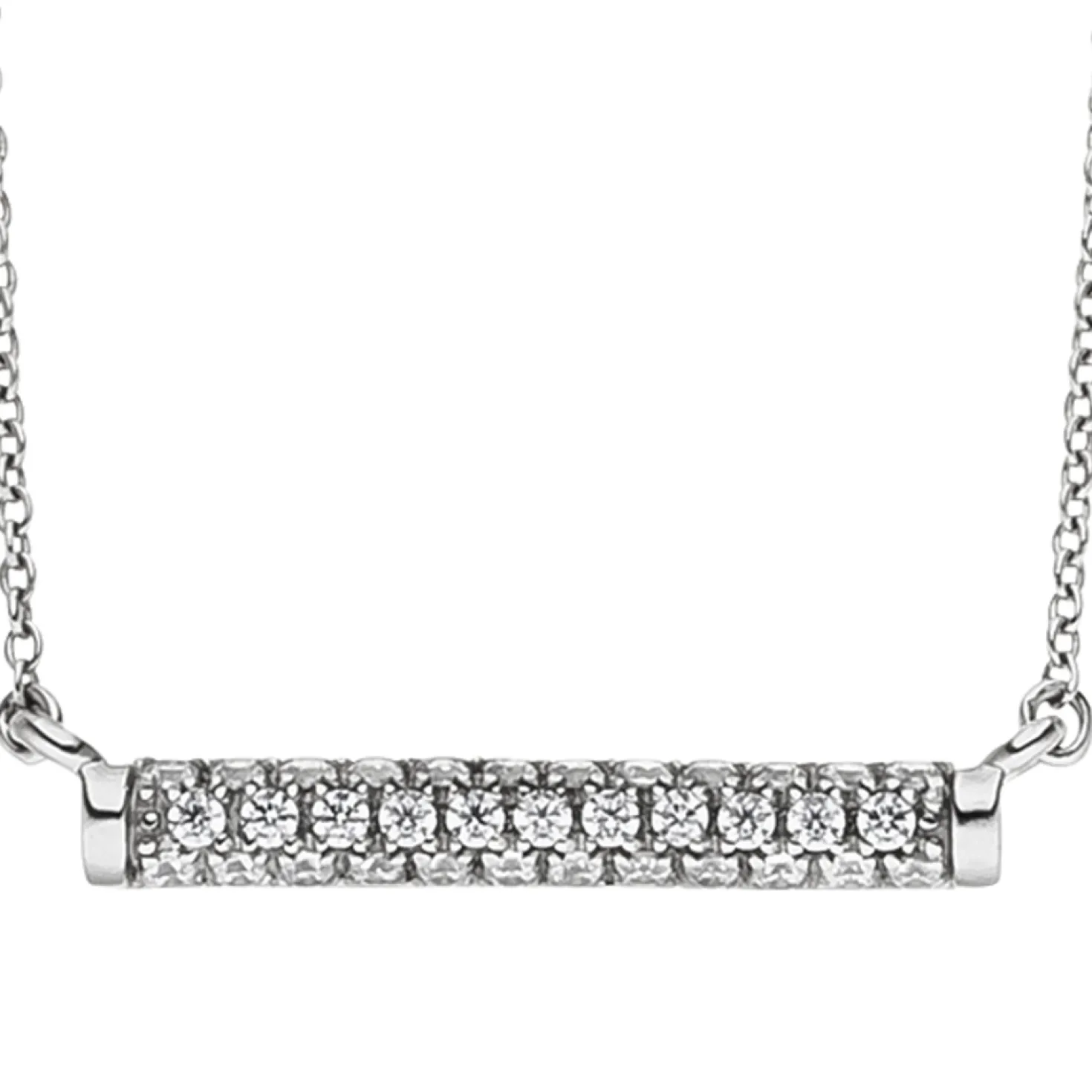 Collier Halskette, Stab Stäbchen mit 35 weißen Zirkonia 925 Silber 45cm Damen