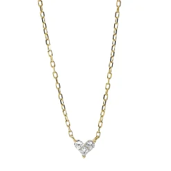 Collier Herz aus 750 Gelbgold 3 Diamanten Fanatsy-Schliff 0,15ct TW-SI L:45,7cm