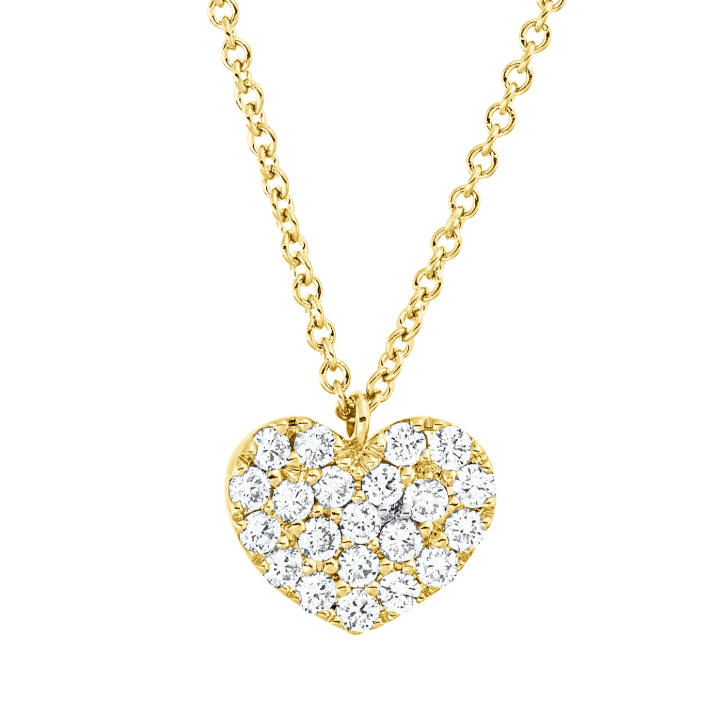 Collier Herz aus 750 Gold Gelbgold 21 Brillanten 0,2ct TW-SI L:42cm