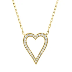 Collier Herz aus 750 Gold Gelbgold 32 Brillanten 0,46ct TW-SI L:45,7cm
