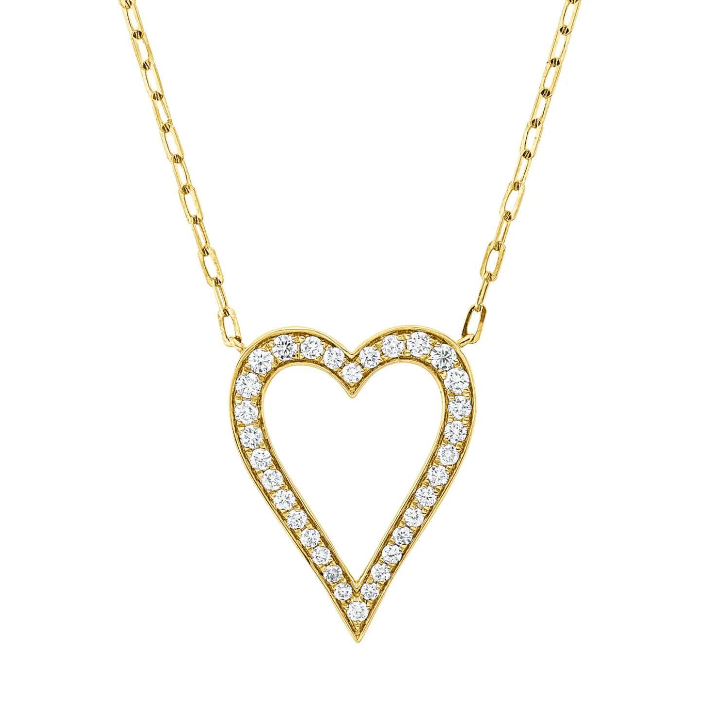Collier Herz aus 750 Gold Gelbgold 32 Brillanten 0,46ct TW-SI L:45,7cm