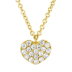 Collier Herz aus 750 Gold Gelbgold 19 Brillanten 0,09ct TW-SI L:42cm