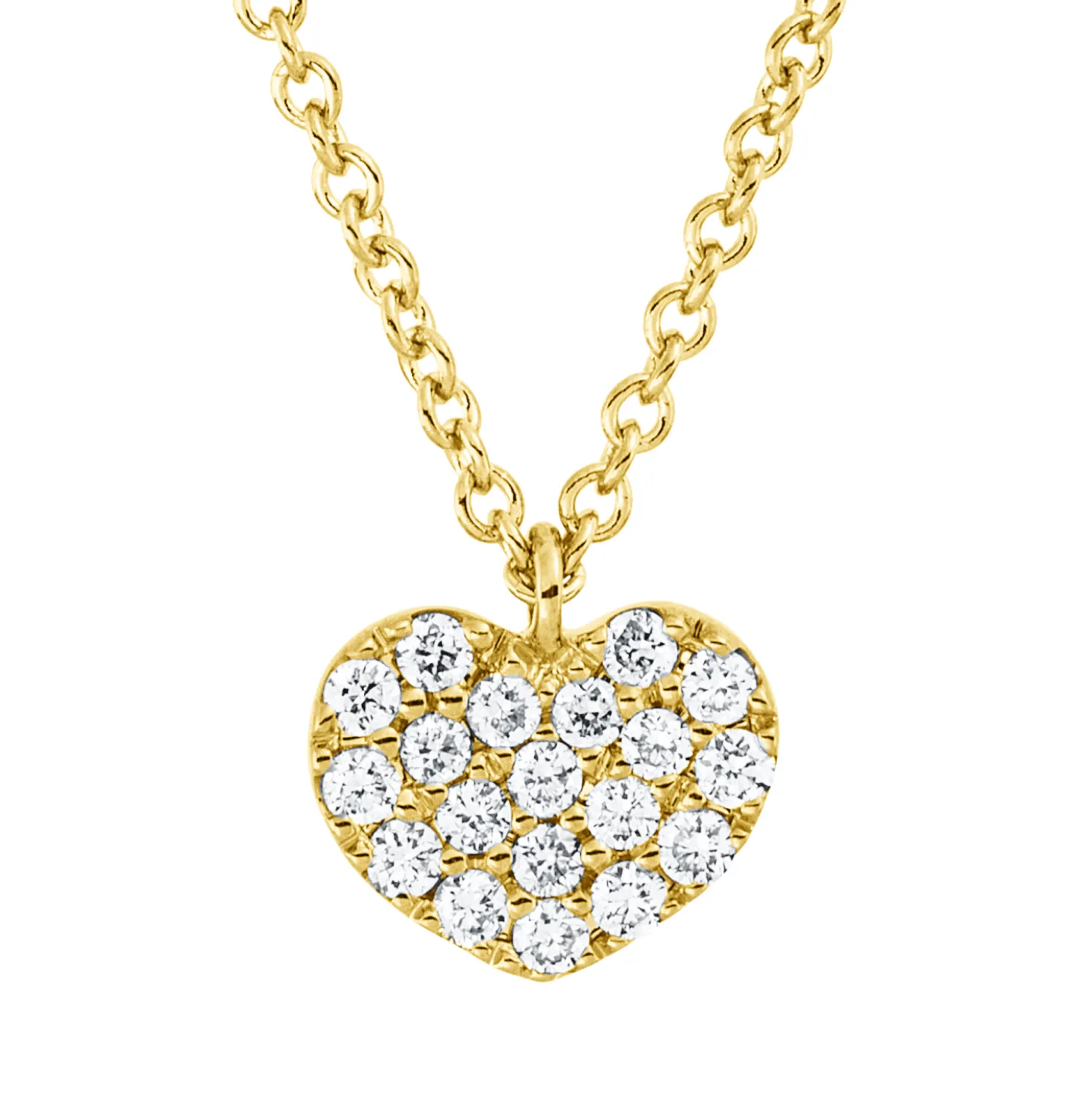 Collier Herz aus 750 Gold Gelbgold 19 Brillanten 0,09ct TW-SI L:42cm