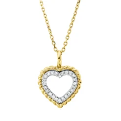 Collier Herz aus 585 Gold gelb/weiß 24 Diamanten 0,05ct TW-SI L:45,7cm