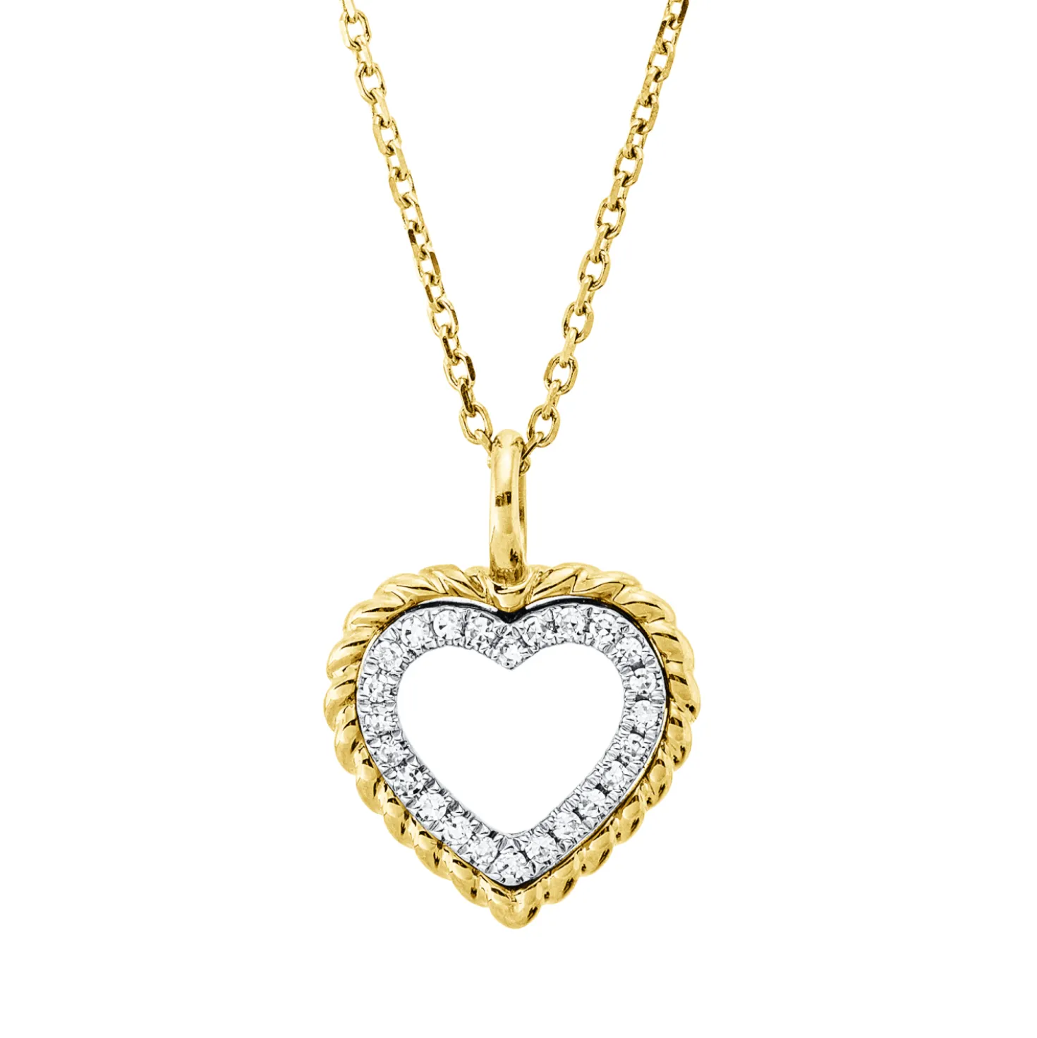 Collier Herz aus 585 Gold gelb/weiß 24 Diamanten 0,05ct TW-SI L:45,7cm