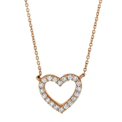 Collier Herz aus 750 Gold Rotgold 20 Brillanten 0,16ct TW-SI L:45cm