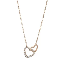 Collier Herz aus 750 Gold Rotgold 20 Diamanten 0,24ct TW-PI L:45,7cm