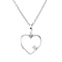 Collier Herz aus 750 Gold Weißgold Brillant 0,02ct TW-SI L:45cm 4er-Krappe