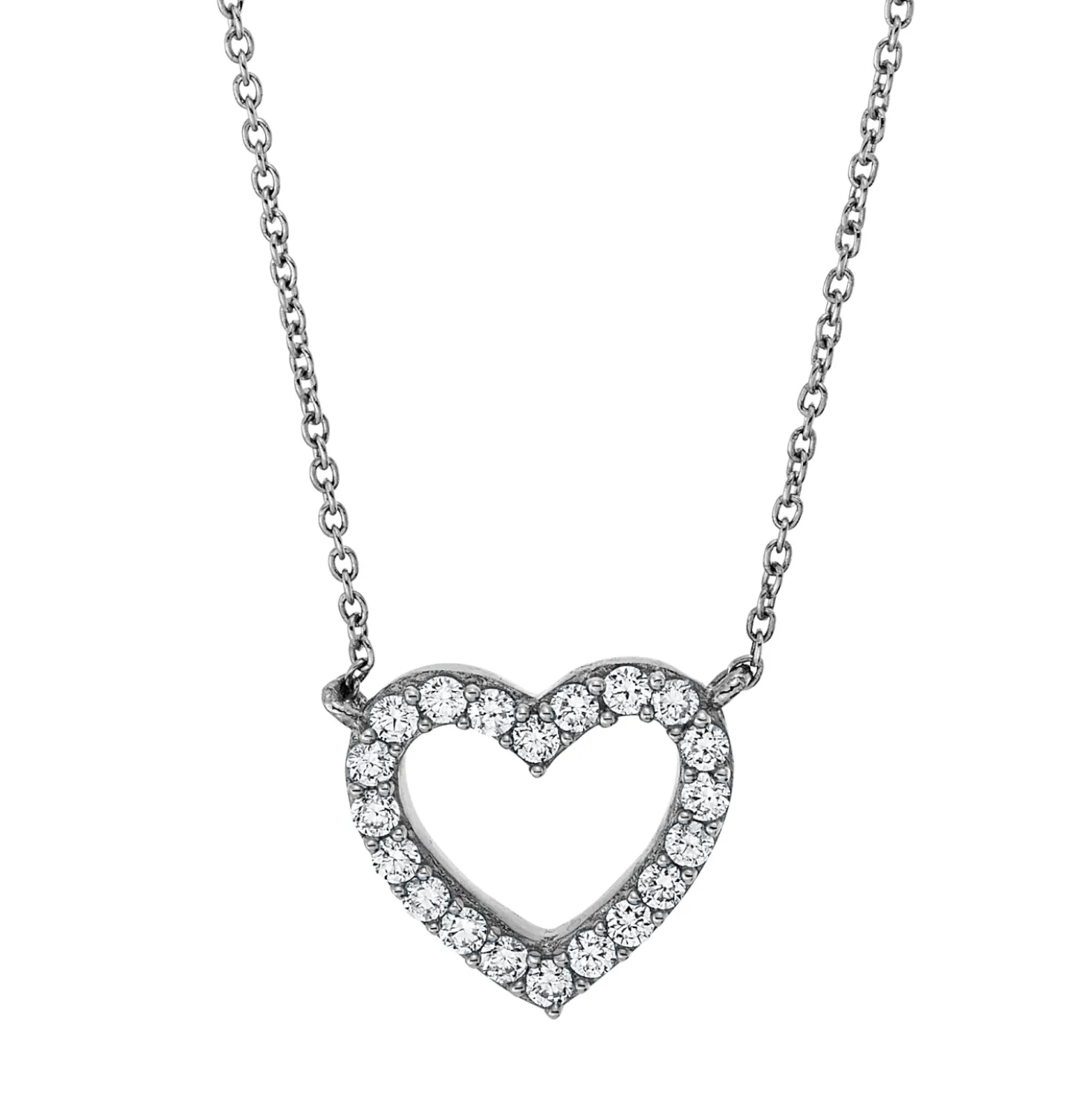 Collier Herz aus 750 Gold Weißgold 20 Brillanten 0,16ct TW-SI L:45cm