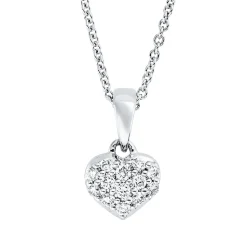 Collier Herz aus 750 Gold Weißgold 13 Brillanten 0,1ct TW-SI L:45cm
