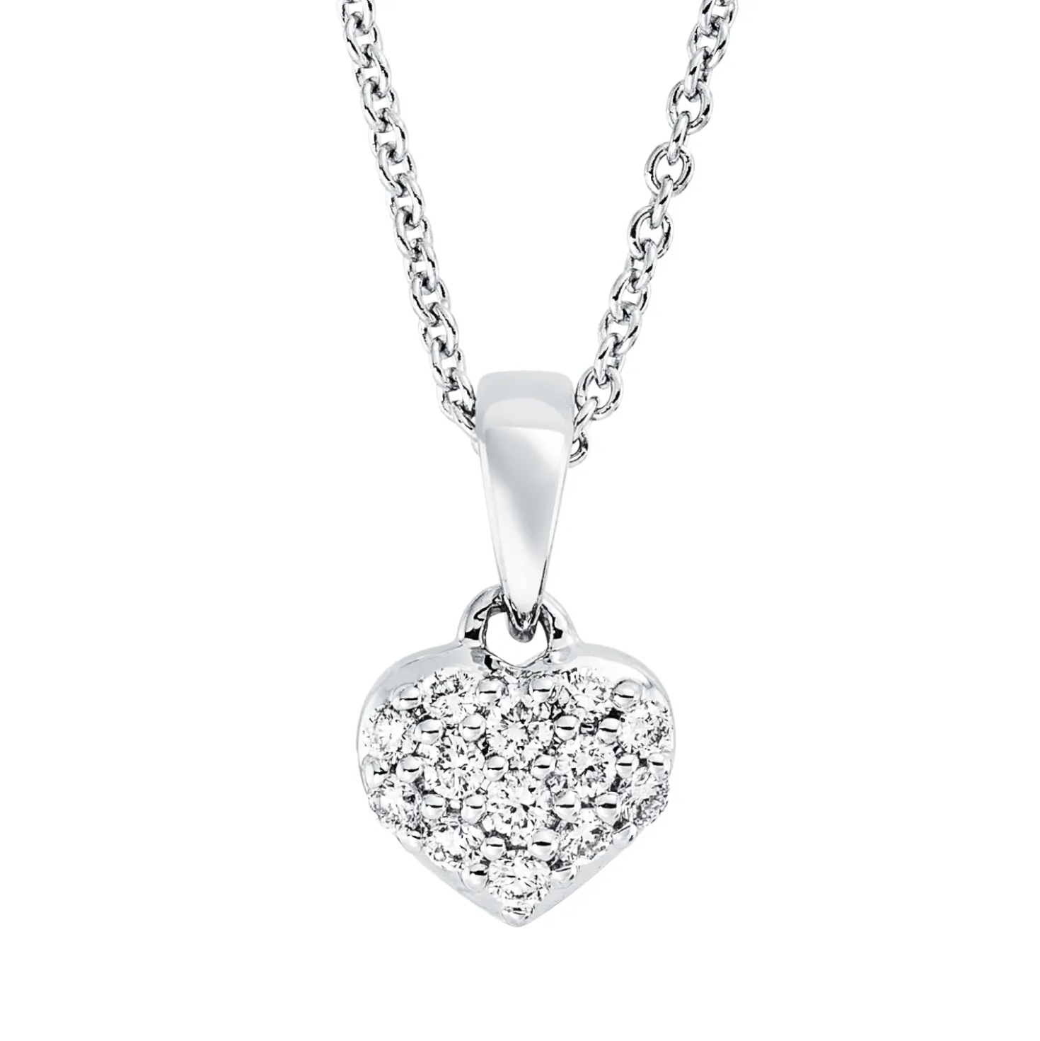 Collier Herz aus 750 Gold Weißgold 13 Brillanten 0,1ct TW-SI L:45cm