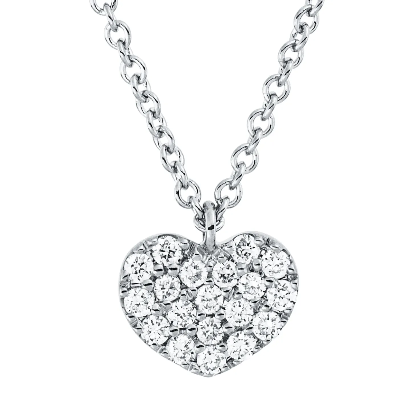 Collier Herz aus 750 Gold Weißgold 19 Brillanten 0,09ct TW-SI L:42cm