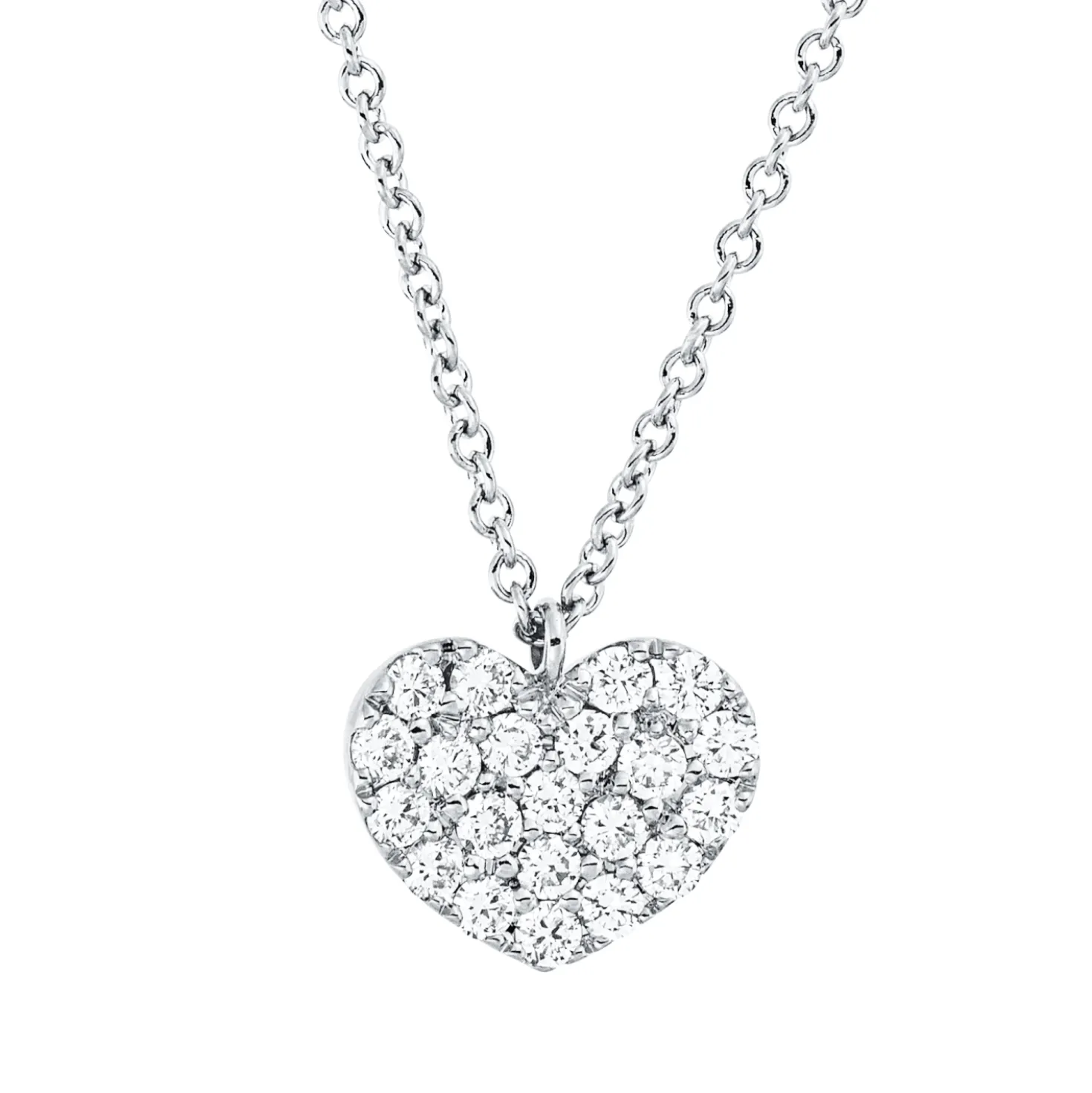 Collier Herz aus 750 Gold Weißgold 21 Brillanten 0,2ct TW-SI L:42cm