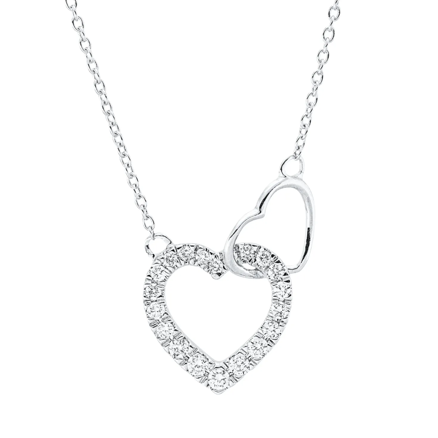 Collier Herz aus 750 Gold Weißgold 20 Brillanten 0,2ct TW-SI L:45cm