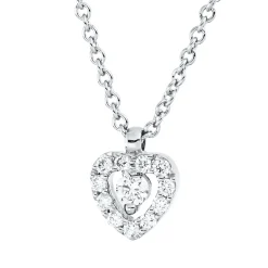 Collier Herz aus 750 Gold Weißgold 12 Brillanten 0,07ct TW-SI L:42cm