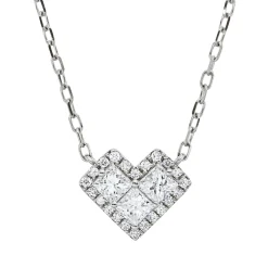 Collier Herz aus 750 Gold Weißgold 25 Diamanten 0,4ct L:45,7cm