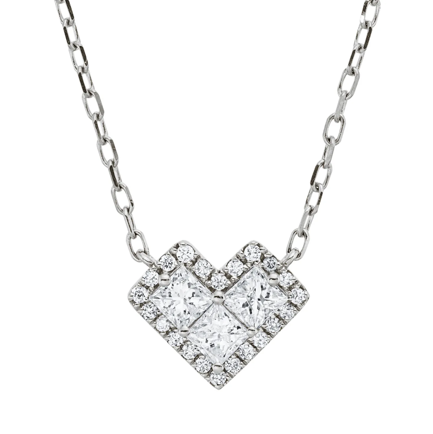 Collier Herz aus 750 Gold Weißgold 25 Diamanten 0,4ct L:45,7cm