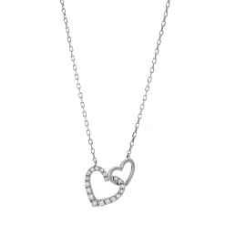 Collier Herz aus 750 Gold Weißgold 20 Diamanten 0,24ct TW-PI L:45,7cm