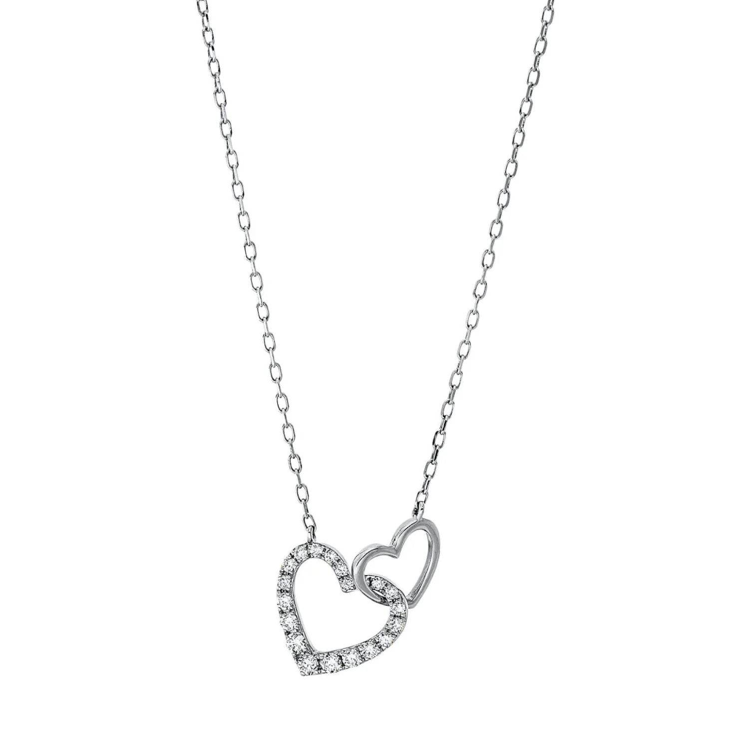 Collier Herz aus 750 Gold Weißgold 20 Diamanten 0,24ct TW-PI L:45,7cm