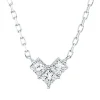 Collier Herz aus 750 Weißgold 3 Diamanten Prinzess-Schliff 0,33ct TW-SI L:45,7cm