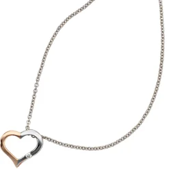 Collier Herz für Damen mit Diamant 0.015Ct W/SI 585 Gold rot weiß Halsschmuck
