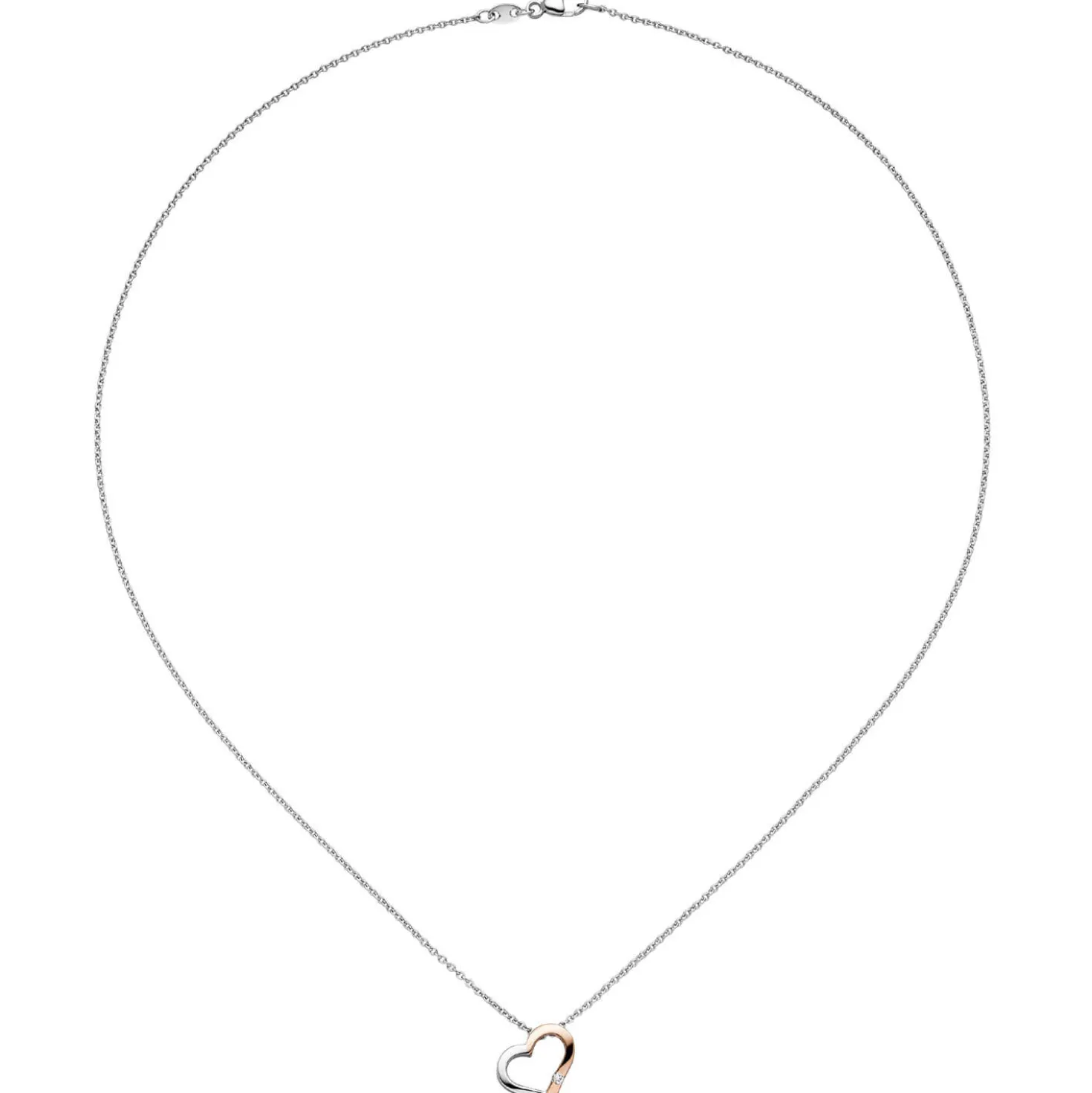 Collier Herz für Damen mit Diamant 0.015Ct W/SI 585 Gold rot weiß Halsschmuck