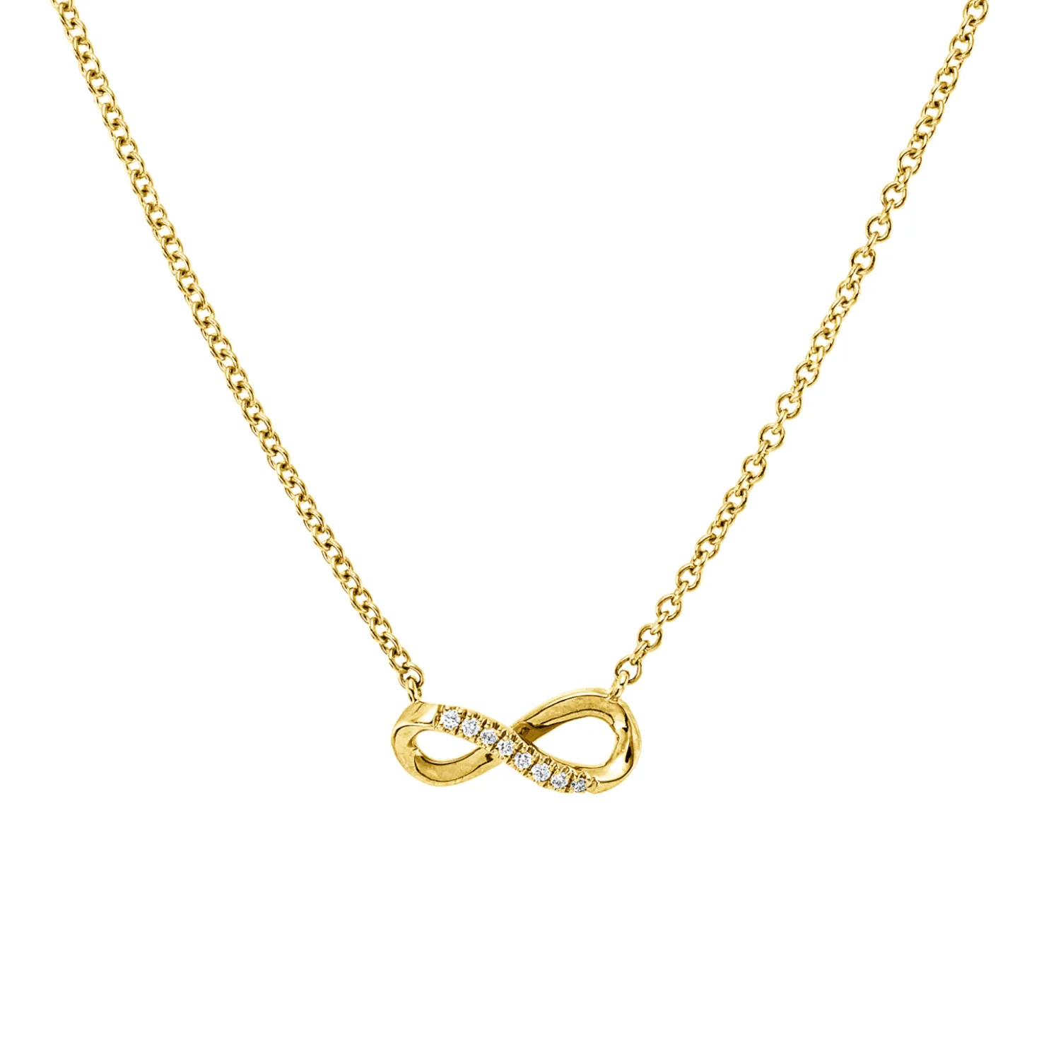Collier Infinity aus 750 Gold Gelbgold 8 Brillanten 0,03ct TW-SI L:45,7cm