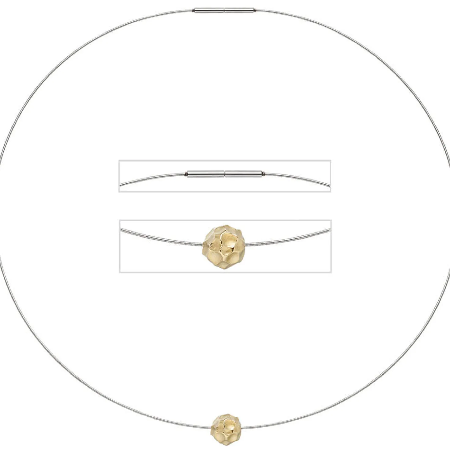 Collier Kette aus Edelstahl mit Anhänger aus 585 Gold Gelbgold mattiert 42cm