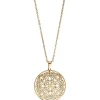Collier Kette mit Anhänger, antik Ornament, rund, Edelstahl in Goldfarbe, 46cm