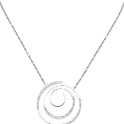 Collier Kette mit Anhänger aus Edelstahl Spirale mit 74 Kristallen 42-46cm