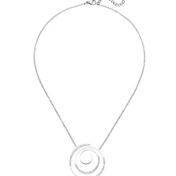 Collier Kette mit Anhänger aus Edelstahl Spirale mit 74 Kristallen 42-46cm