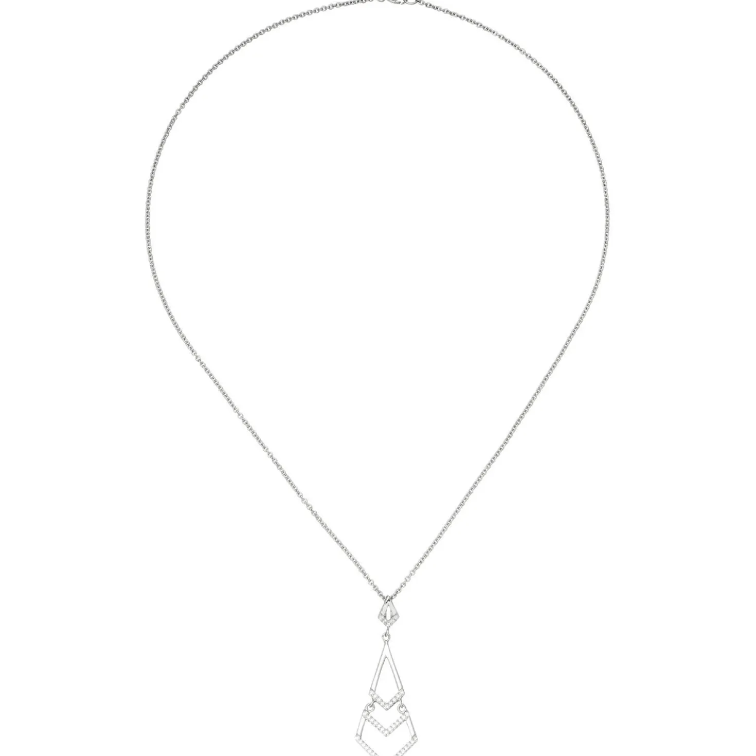 Collier Kette mit Anhänger aus 925 Silber mit 46 weißen Zirkonia 45cm Damen
