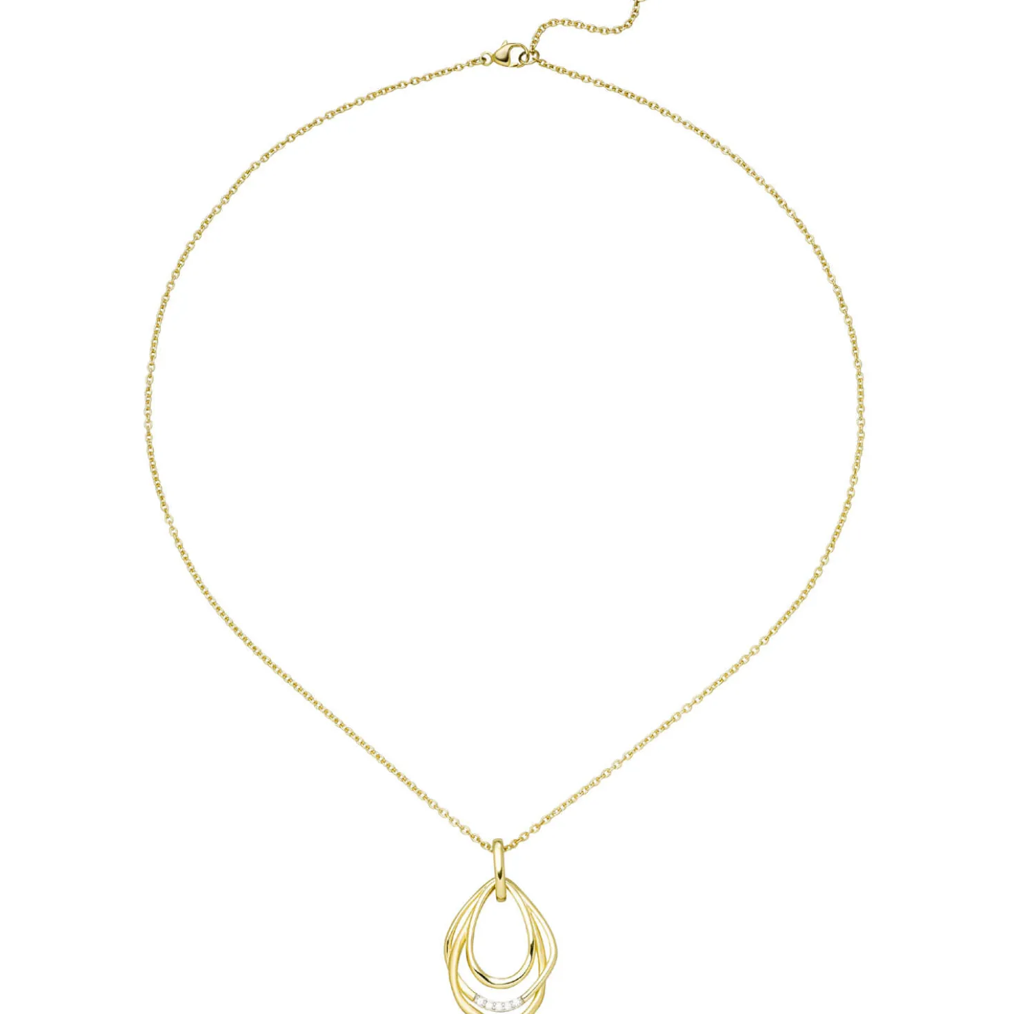 Collier Kette mit Anhänger aus 925 Silber vergoldet mit 5 Zirkonia 45cm Damen
