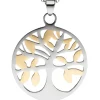 Collier Kette mit Anhänger Baum Lebensbaum aus Edelstahl mit Gelbgoldfarbe, 46cm