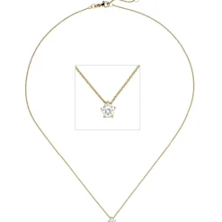 Collier Kette mit Anhänger 585 Gelbgold Diamant 0,50 ct. W-SI 45cm 5er-Krappe