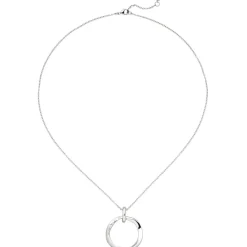 Collier Kette mit Anhänger Kreis aus 925 Silber eismatt mit 10 Zirkonia 45cm