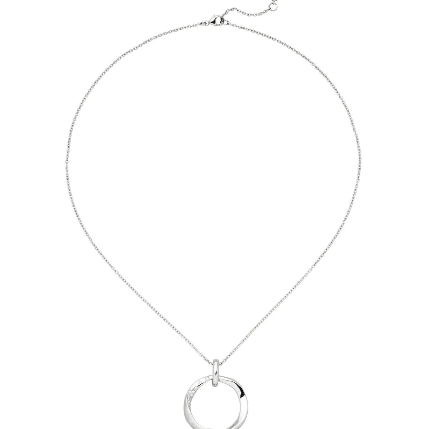 Collier Kette mit Anhänger Kreis aus 925 Silber eismatt mit 10 Zirkonia 45cm