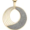 Collier Kette mit Anhänger rund, Edelstahl mit Glitzern Glitzereffekt, 80cm
