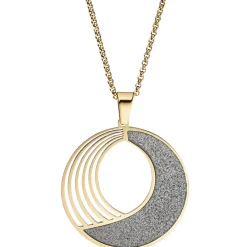 Collier Kette mit Anhänger rund, Edelstahl mit Glitzern Glitzereffekt, 80cm