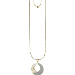 Collier Kette mit Anhänger rund, Edelstahl mit Glitzern Glitzereffekt, 80cm